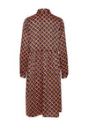 B.Young Trine Vibrant Pattern Crepe Midi Shirt Dress, Black Mix