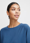 B.Young Rissa Round Neck Plisse Top, True Navy