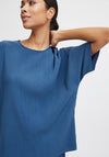 B.Young Rissa Round Neck Plisse Top, True Navy