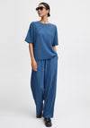 B.Young Rissa Round Neck Plisse Top, True Navy
