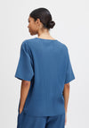 B.Young Rissa Round Neck Plisse Top, True Navy