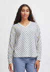 B.Young Runi Diagonally Striped Sweater, Navy Mix