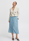B.Young Lana Button Placket Midi Denim Skirt, Light Blue Denim