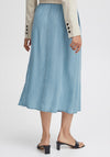 B.Young Lana Button Placket Midi Denim Skirt, Light Blue Denim