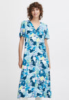 B.Young Joella Watercolour Inspired Buttoned Midi Dress, Angel Blue