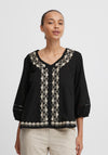 B.Young Heidy Embroidered Pattern Blouse, Black