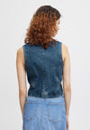 B.Young Komma Denim Waistcoat, Mid Blue Denim