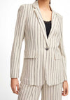 B.Young Johanna Striped Blazer, Linen Black
