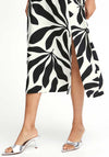 B.Young Janina Satin Palm Print Midi Dress, Black & White