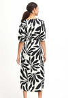 B.Young Janina Satin Palm Print Midi Dress, Black & White