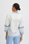 B.Young Jiya Embroidered Trim Blouse, Palace Blue Mix