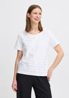B.Young Raisa Frill Striped T-Shirt, Optical White