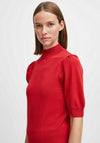 b.young Morla Puff Sleeve Polo Neck Sweater, Red