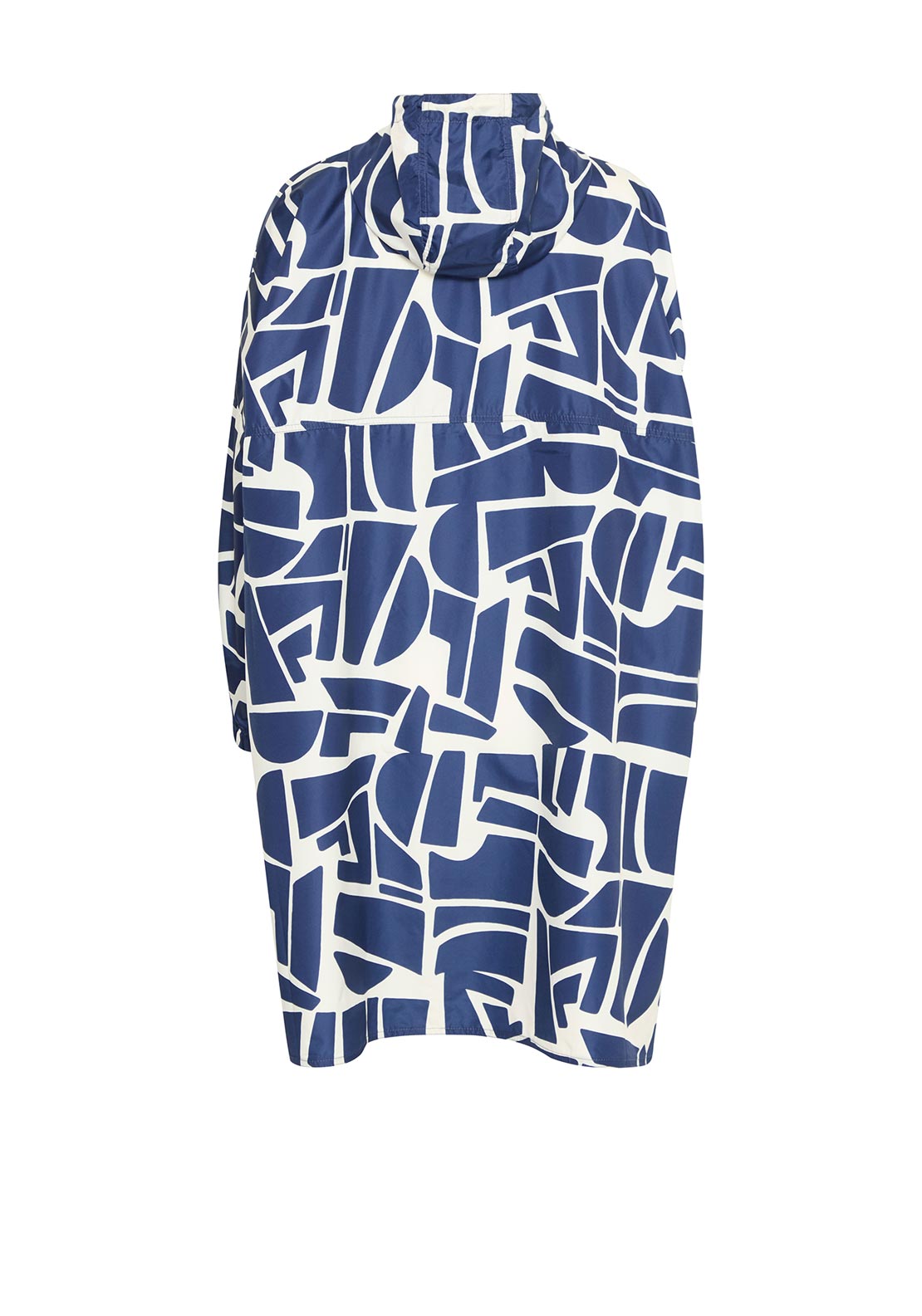b.young Aska One Size Oversized Poncho, Navy and Beige