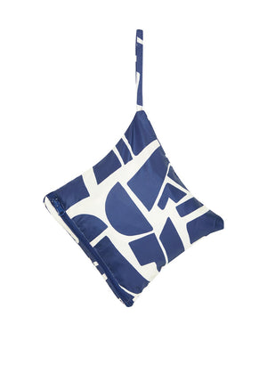 b.young Aska One Size Oversized Poncho, Navy and Beige