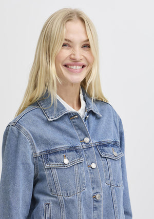 b.young Kerina Buttoned Denim Jacket, Blue