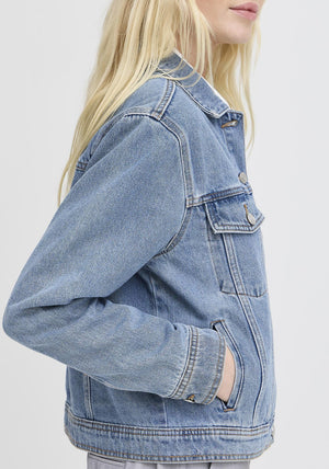 b.young Kerina Buttoned Denim Jacket, Blue