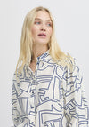 B.young Ilya Abstract Print Shirt, Cream and Navy