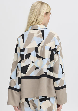 b.young Favia Geometric Print Shirt, Blue Multi