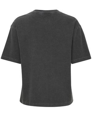 b.young Rach Washed Embroidered T Shirt, Grey