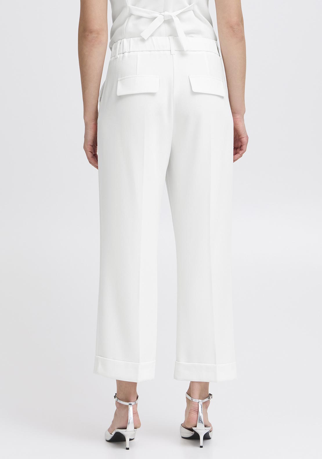b.young Deceri Cuffed Straight Leg Trousers, White