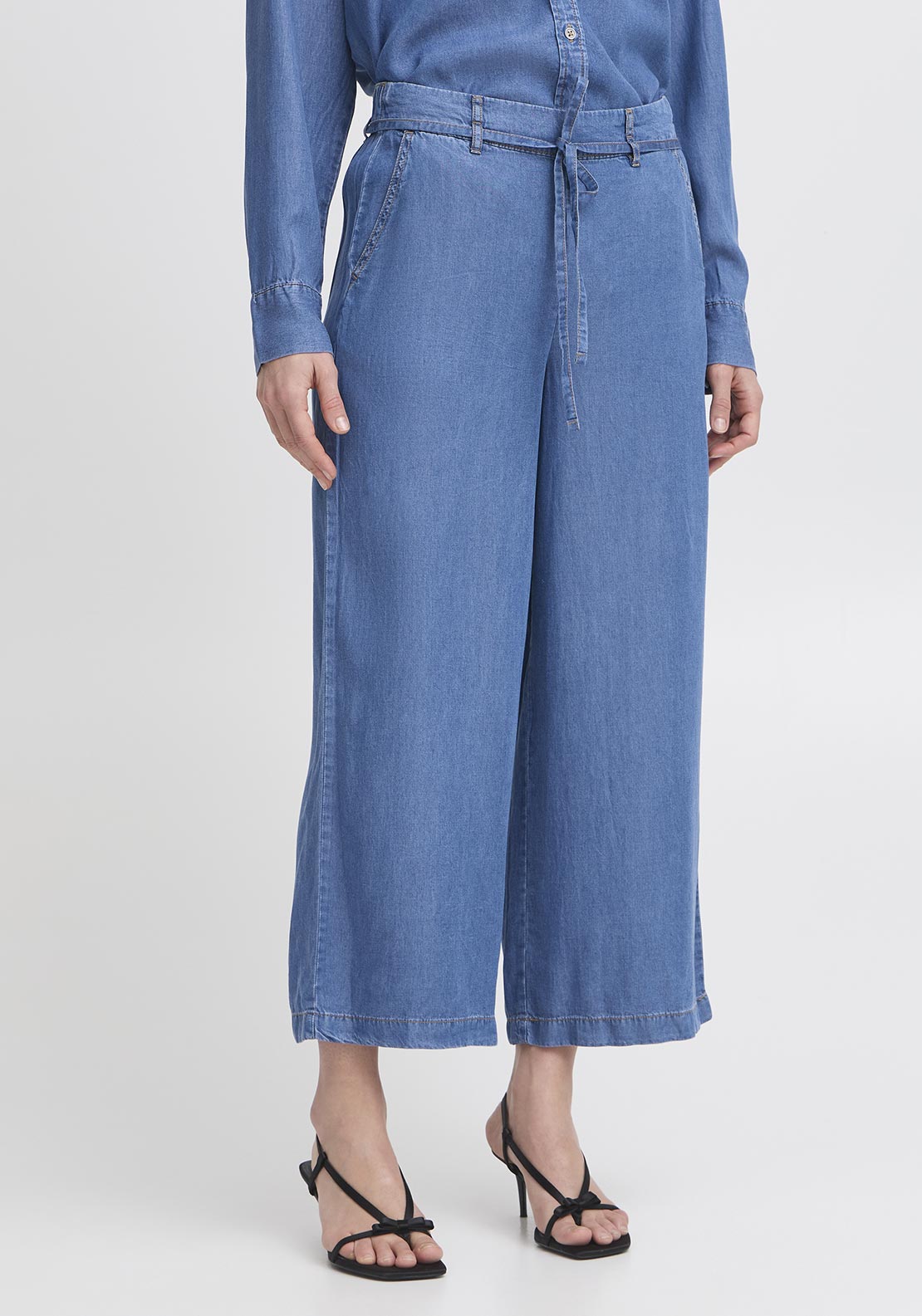 b.young Kosmo Cropped Denim Trousers, Blue