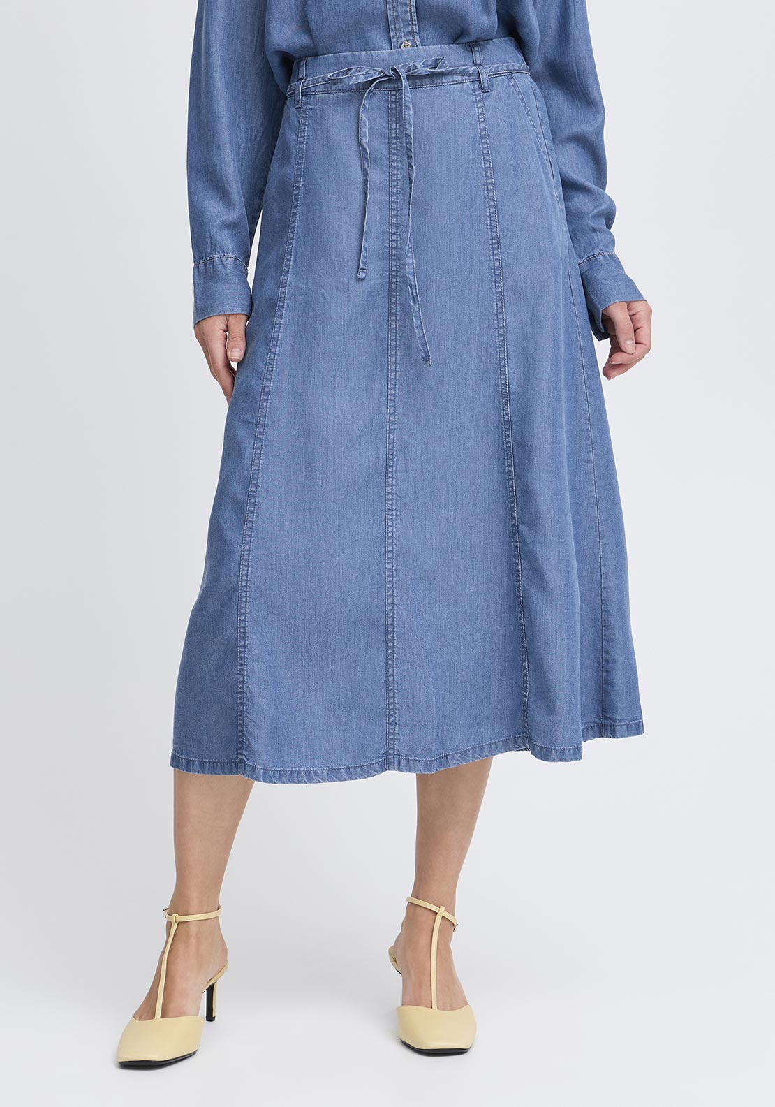 b.young Kosmo Denim Midi Skirt, Blue