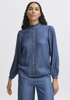 b.young Kosmo Frill Denim Shirt, Blue