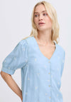 B.Young Floral Embroidered V Neck Blouse, Blue