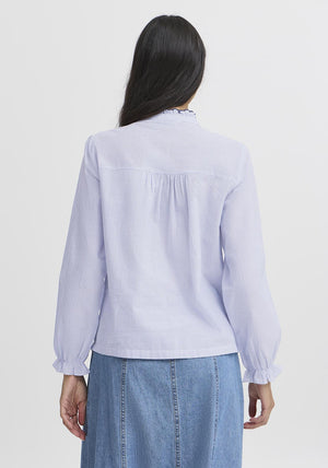 b.young Imogen Embroidered Striped Blouse, Blue