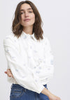 B.Young Flower Embroidered Shirt, White