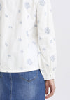 B.Young Flower Embroidered Shirt, White