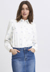 B.Young Flower Embroidered Shirt, White