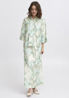 b.young Ibine Watercolour Print Shirt, Green