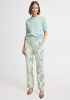 b.young Ibine Watercolour Print Straight Leg Trousers, Green