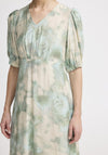 b.young Ibine Watercolour Print Dress, Green