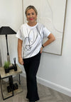 Malissa J One Size Embellished Abstract Print T Shirt, White