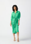 Joseph Ribkoff Tie-Front Satin Midi Dress, Island Green