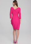 Joseph Ribkoff Brooch Detail Wrap Knee Length Dress, Shocking Pink
