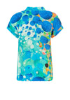 Dolcezza Fish Mosaic Drawstring Hem Blouse, Blue