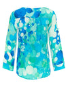 Dolcezza Fish Mosaic V-Neck Blouse, Blue