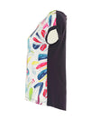 Dolcezza Brush Stroke Button Tape Back Top, Multi