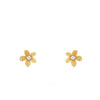 24Kae Pearl Centre Flower Stud Earrings, Gold