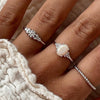 24Kae Oval Stone Baroque Ring, Silver
