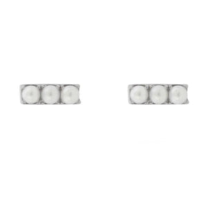 24Kae Pearl Stud Earrings, Silver