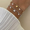24Kae Shell Heart & Pearls Bracelet, Gold