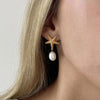 24Kae Starfish & Pearl Drop Earrings, Gold