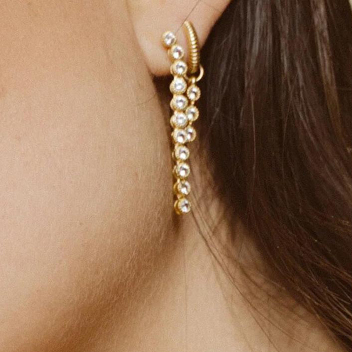 24Kae Statement CZ Drop Earrings, Gold