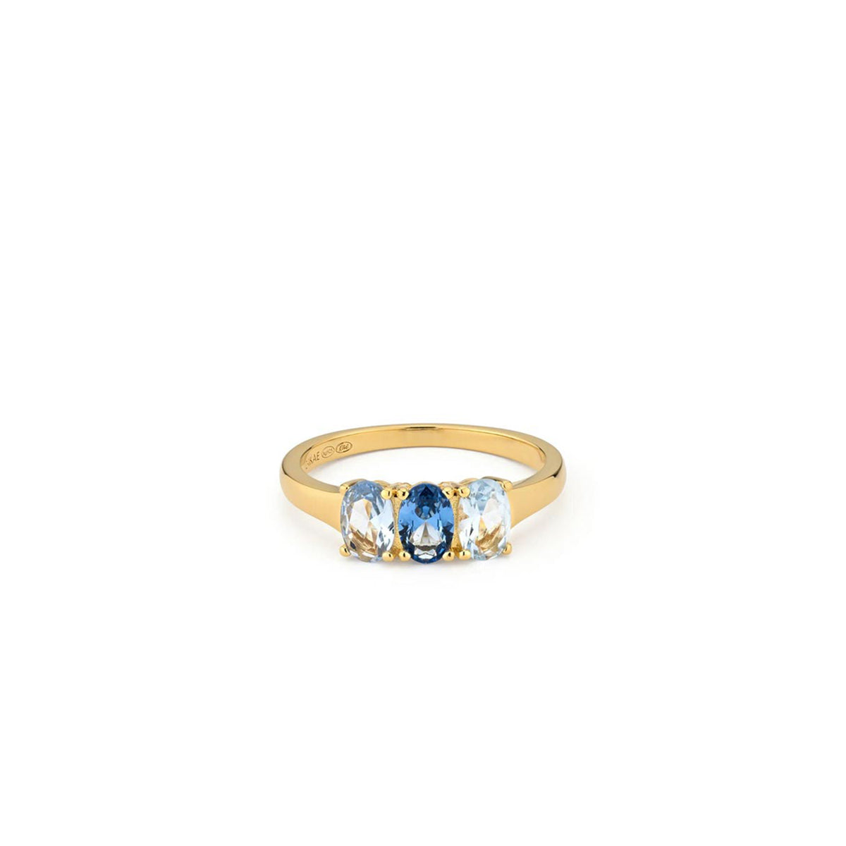 24Kae Trinity Blue CZ Ring, Gold