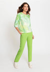 Olsen Henny Floral Print Jersey Top, Kiwi Green